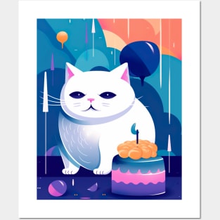 Happy birthday to the cute cat Posters and Art